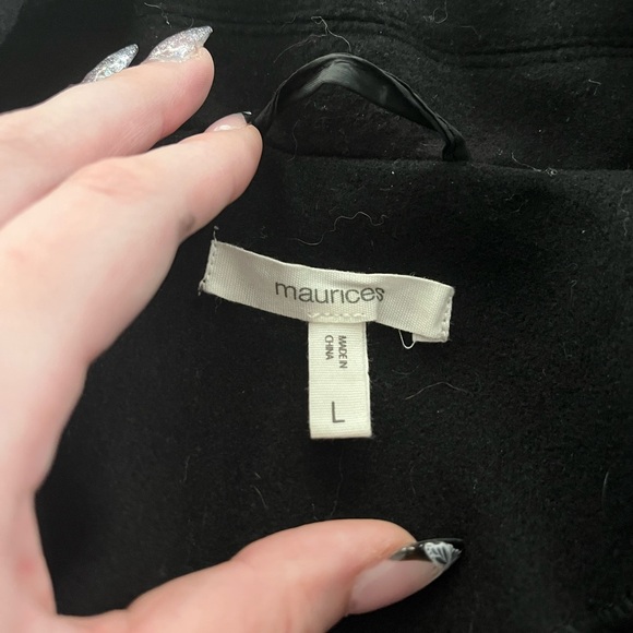 Maurices Black Wrap Coat with Tie Waist - Picture 2 of 2